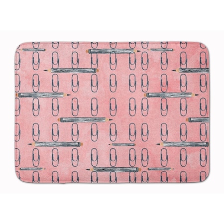 Carolines Treasures Watercolor Organized Paper Clips Pink Machine Washable Memory Foam Mat BB7539RUG